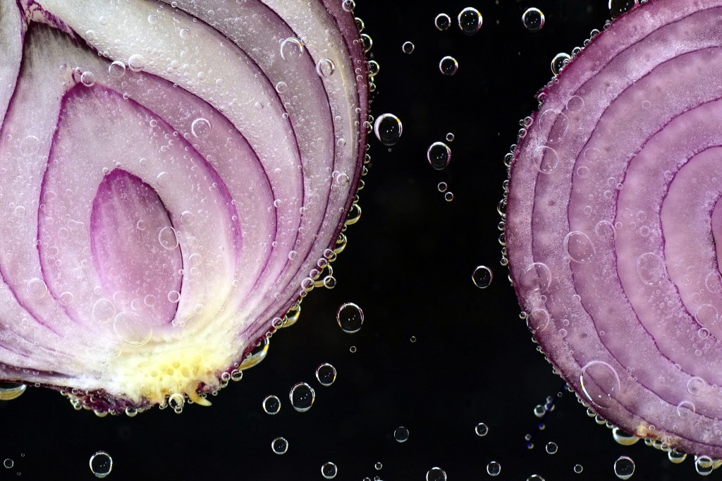 red onion to show the layers of a story